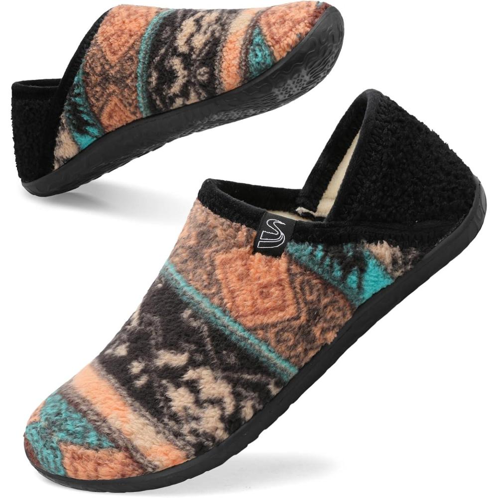imageSpesoul Fuzzy House Slippers for Women Men Indoor Closed Back Lightweight Cozy Faux Furry Lining Barefoot House Shoes Slipper Socks for Bedroom Home Office Yoga Outdoor Walking ShoesTy2 Ttuboblackorange