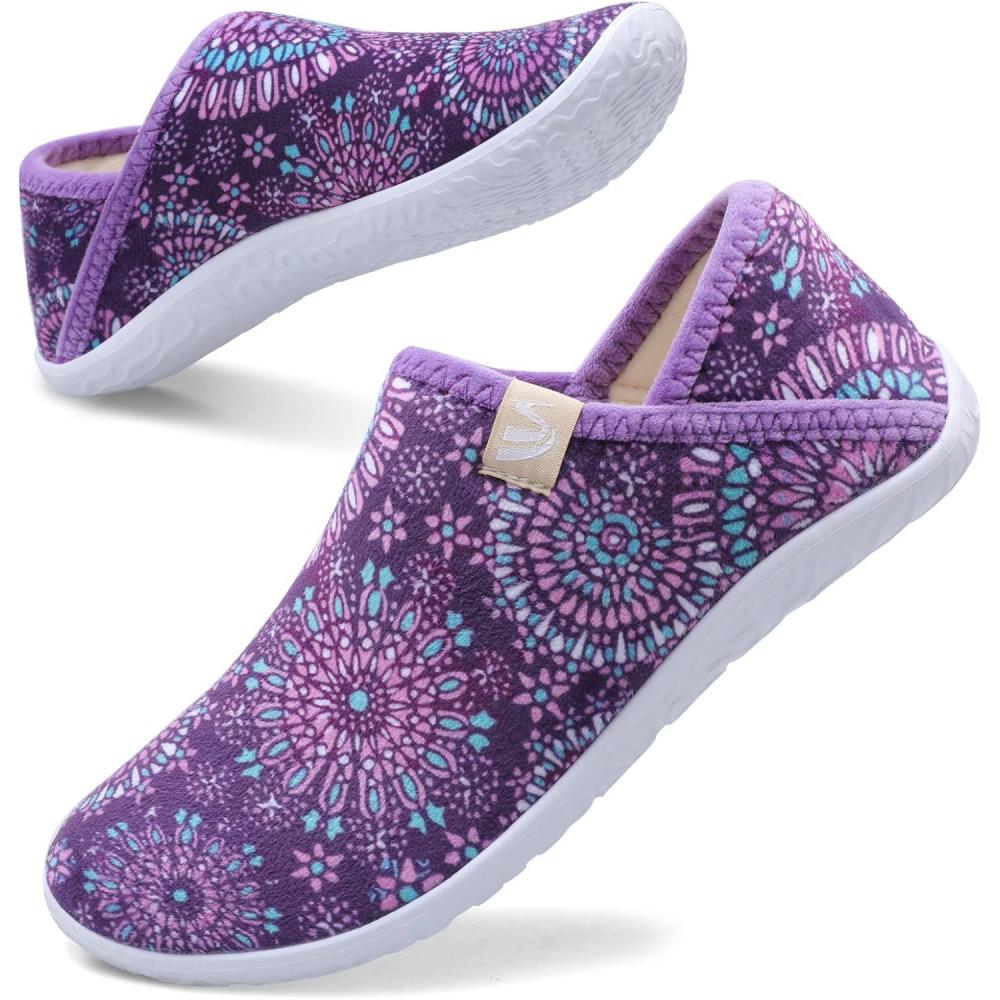 imageSpesoul Fuzzy House Slippers for Women Men Indoor Closed Back Lightweight Cozy Faux Furry Lining Barefoot House Shoes Slipper Socks for Bedroom Home Office Yoga Outdoor Walking ShoesTy2 Bopurple