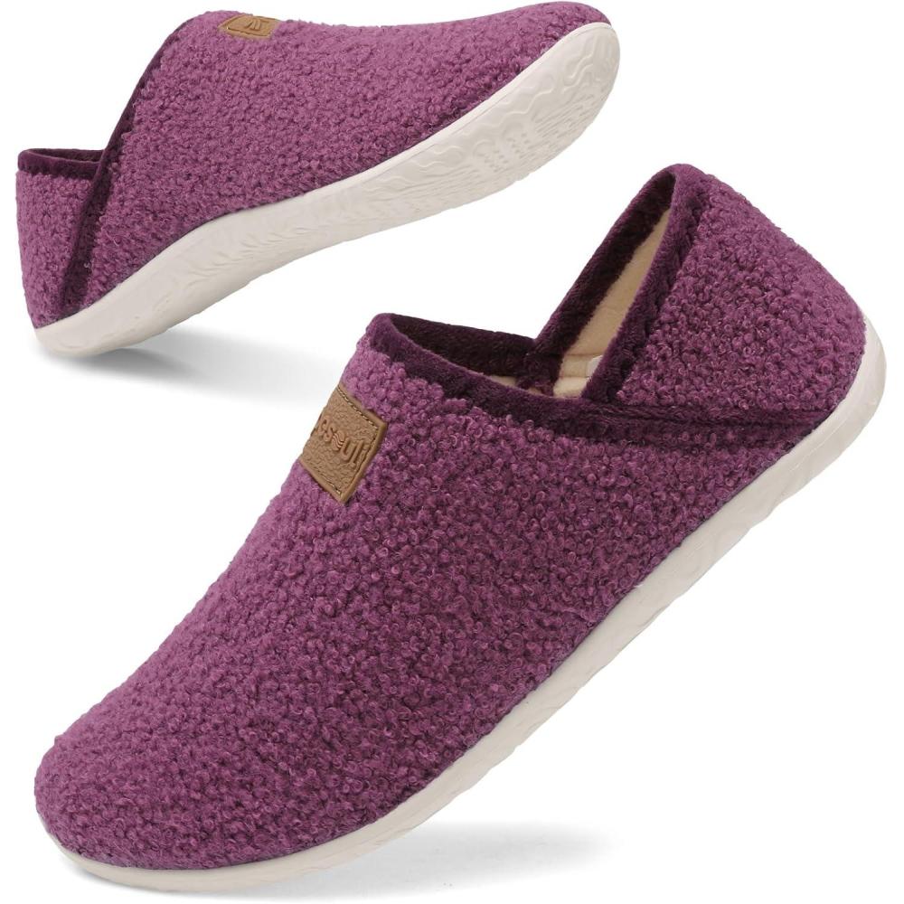imageSpesoul Fuzzy House Slippers for Women Men Indoor Closed Back Lightweight Cozy Faux Furry Lining Barefoot House Shoes Slipper Socks for Bedroom Home Office Yoga Outdoor Walking ShoesTy4 Sooldpurple
