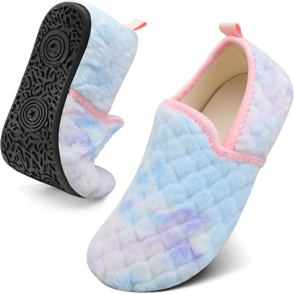 imageSpesoul Slippers for Women Men Furry Indoor House Shoes Soft Rubber Sole Slipper Socks Slip On House Slippers for Bedroom Home Office Travel YogaTy1 Blueli Purple