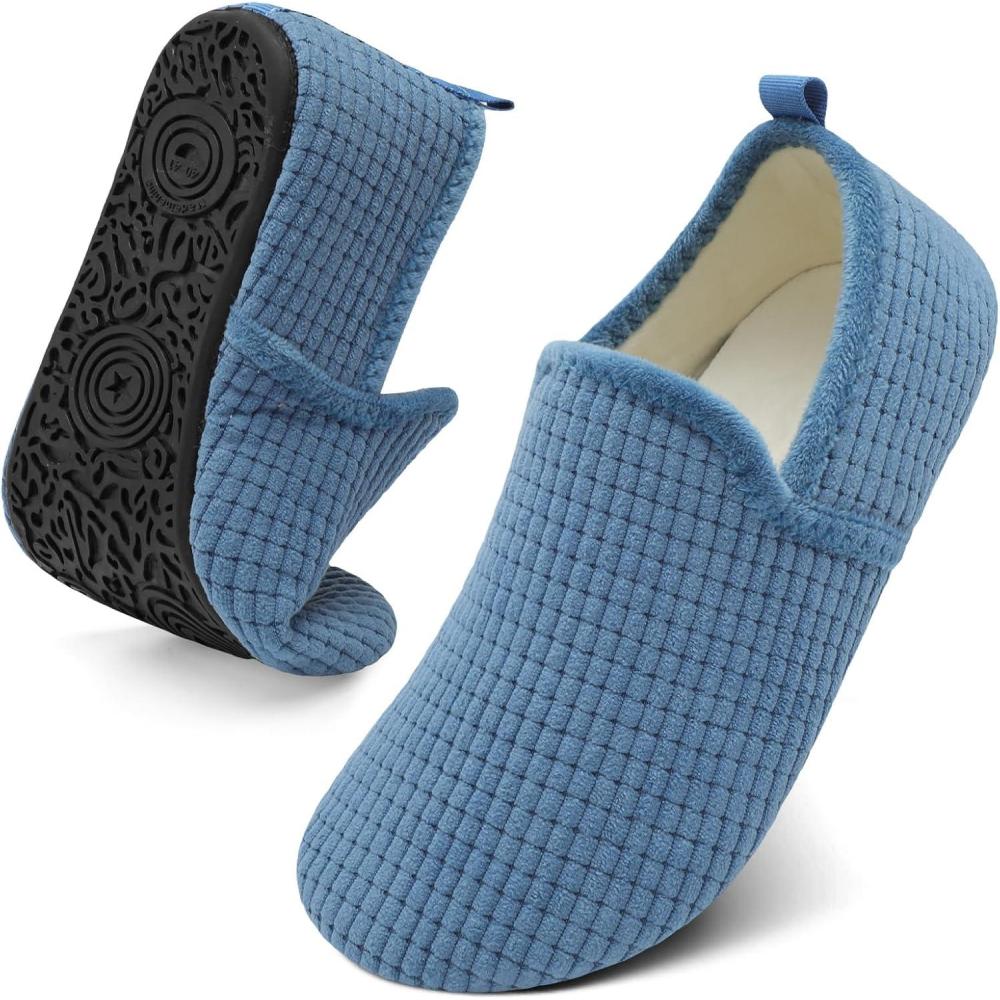 imageSpesoul Slippers for Women Men Furry Indoor House Shoes Soft Rubber Sole Slipper Socks Slip On House Slippers for Bedroom Home Office Travel YogaTy2 Blue