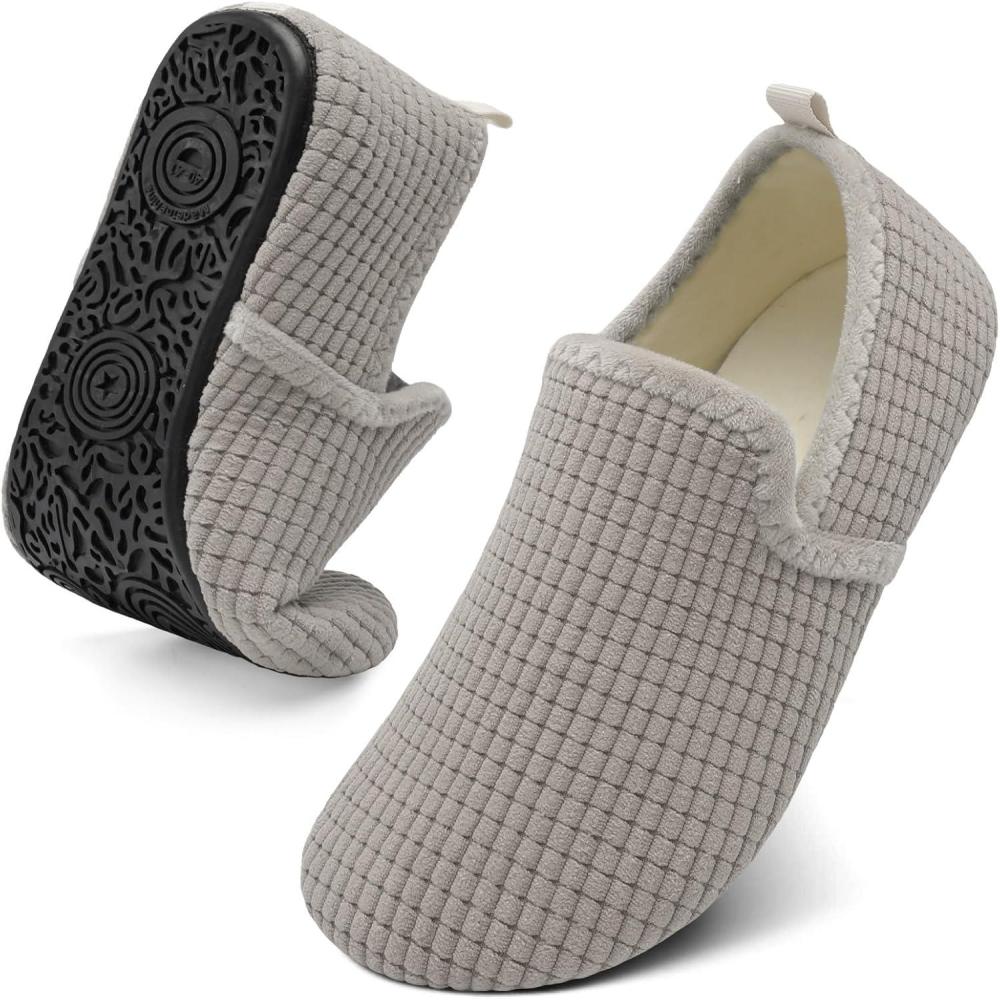 imageSpesoul Slippers for Women Men Furry Indoor House Shoes Soft Rubber Sole Slipper Socks Slip On House Slippers for Bedroom Home Office Travel YogaTy2 Lightgrey