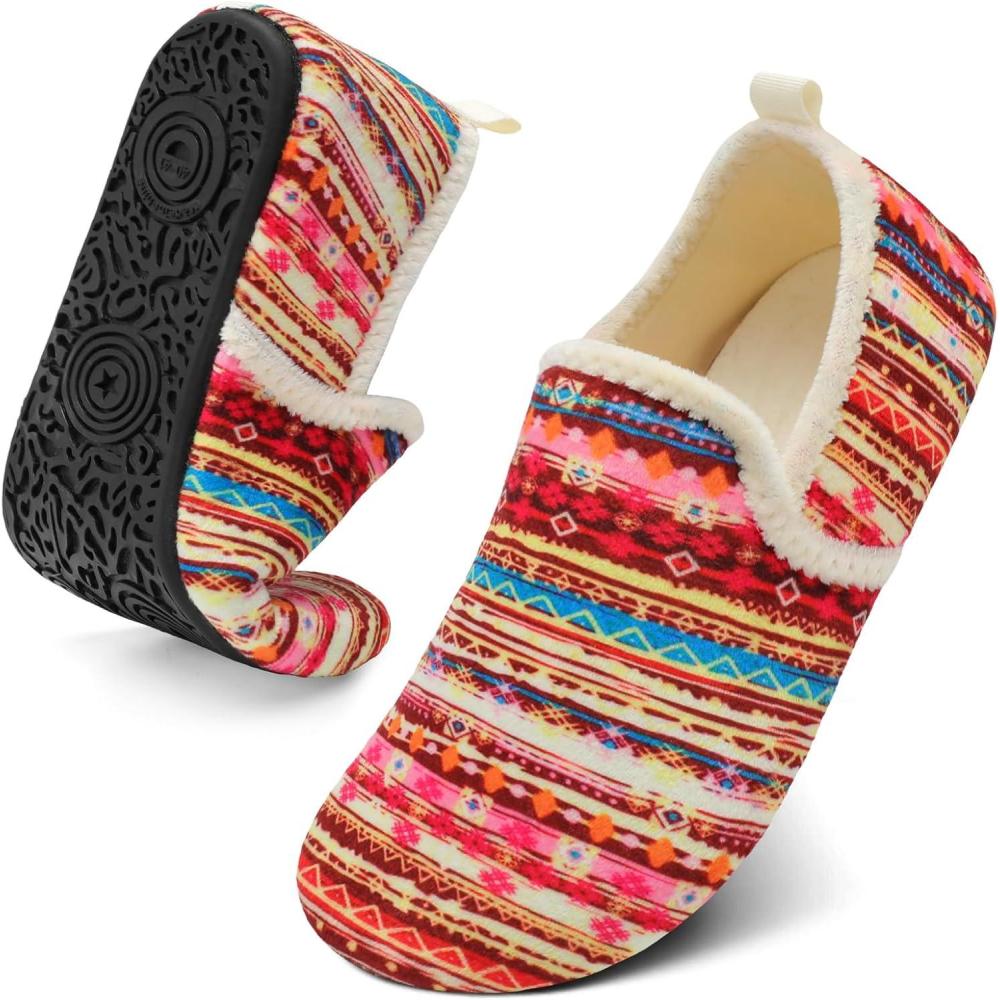 imageSpesoul Slippers for Women Men Furry Indoor House Shoes Soft Rubber Sole Slipper Socks Slip On House Slippers for Bedroom Home Office Travel YogaTy7 Boxibeige