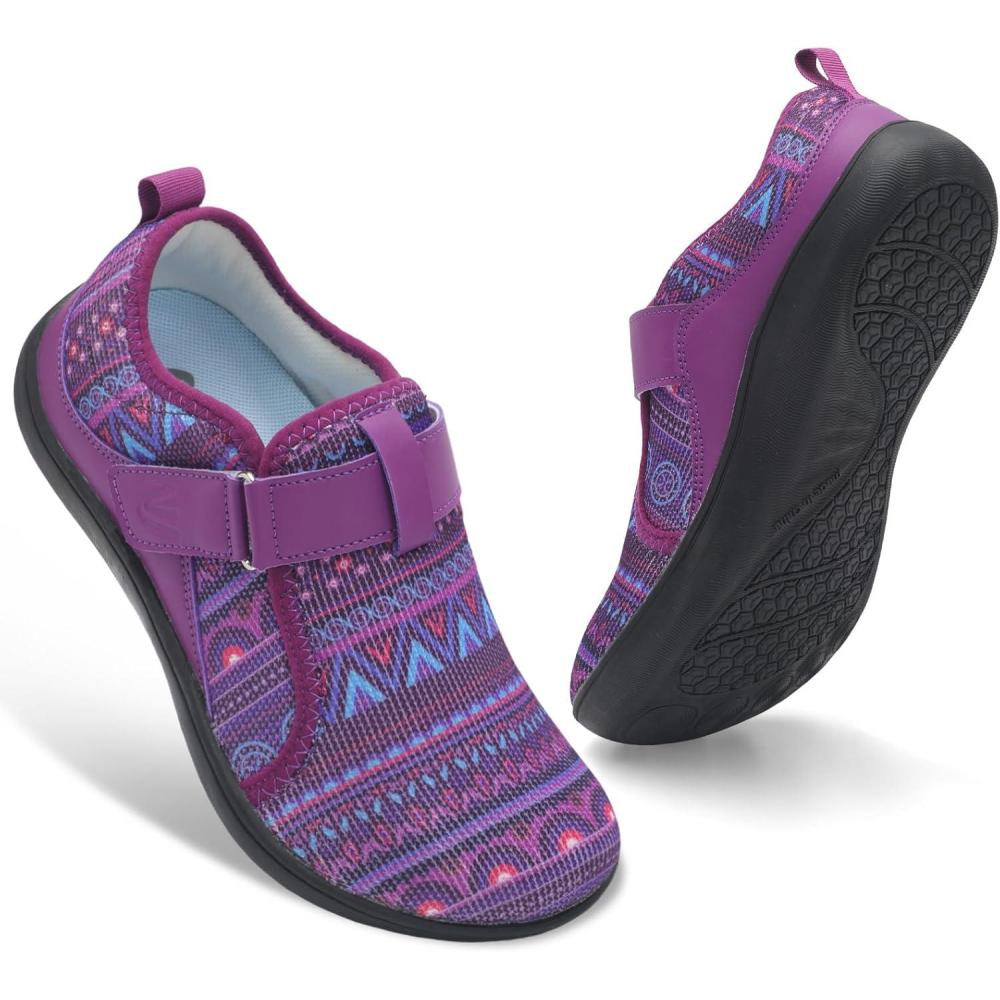 imageSpesoul Wide Womens Walking Shoes Adjustable Diabetic Shoes Breathable Zero Drop Barefoot Shoe Neuropathy Edema Nursing Shoe Wide Width SneakersBo Purple