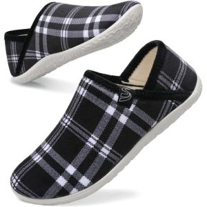 Spesoul Fuzzy House Slippers for Women Men Indoor Closed Back Lightweight Cozy Faux Furry Lining Barefoot House Shoes Slipper Socks for Bedroom Home Office Yoga Outdoor Walking Shoes(Ty2 Plaidblack)