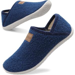 Spesoul Fuzzy House Slippers for Women Men Indoor Closed Back Lightweight Cozy Faux Furry Lining Barefoot House Shoes Slipper Socks for Bedroom Home Office Yoga Outdoor Walking Shoes(Ty1 Navy)
