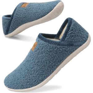 Spesoul Fuzzy House Slippers for Women Men Indoor Closed Back Lightweight Cozy Faux Furry Lining Barefoot House Shoes Slipper Socks for Bedroom Home Office Yoga Outdoor Walking Shoes(Ty1 Solidtdblue)