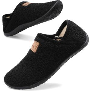Spesoul Fuzzy House Slippers for Women Men Indoor Closed Back Lightweight Cozy Faux Furry Lining Barefoot House Shoes Slipper Socks for Bedroom Home Office Yoga Outdoor Walking Shoes(Ty1 Black)