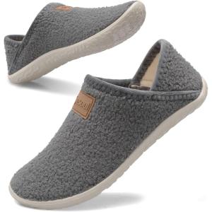 Spesoul Fuzzy House Slippers for Women Men Indoor Closed Back Lightweight Cozy Faux Furry Lining Barefoot House Shoes Slipper Socks for Bedroom Home Office Yoga Outdoor Walking Shoes(Ty1 Grey)
