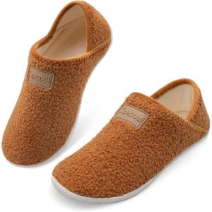 Spesoul Fuzzy House Slippers for Women Men Indoor Closed Back Lightweight Cozy Faux Furry Lining Barefoot House Shoes Slipper Socks for Bedroom Home Office Yoga Outdoor Walking Shoes(Ty1 Brown)