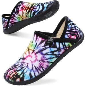 Spesoul Fuzzy House Slippers for Women Men Indoor Closed Back Lightweight Cozy Faux Furry Lining Barefoot House Shoes Slipper Socks for Bedroom Home Office Yoga Outdoor Walking Shoes(Ty2 Colorfulblack)