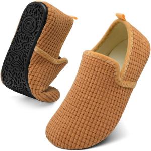 Spesoul Slippers for Women Men Furry Indoor House Shoes Soft Rubber Sole Slipper Socks Slip On House Slippers for Bedroom Home Office Travel Yoga(Ty2 Brown)