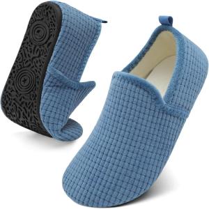 Spesoul Slippers for Women Men Furry Indoor House Shoes Soft Rubber Sole Slipper Socks Slip On House Slippers for Bedroom Home Office Travel Yoga(Ty2 Blue)