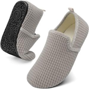 Spesoul Slippers for Women Men Furry Indoor House Shoes Soft Rubber Sole Slipper Socks Slip On House Slippers for Bedroom Home Office Travel Yoga(Ty2 Lightgrey)