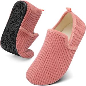 Spesoul Slippers for Women Men Furry Indoor House Shoes Soft Rubber Sole Slipper Socks Slip On House Slippers for Bedroom Home Office Travel Yoga(Ty2 Pink)