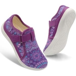 Spesoul Wide Womens Slippers Adjustable House Shoes Indoor Outdoor Barefoot Slippers Cozy Walking Shoe Swollen Edema Diabetic Shoes(Boxi Flopurple)