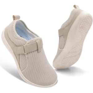 Spesoul Wide Womens Walking Shoes Adjustable Diabetic Shoes Breathable Zero Drop Barefoot Shoe Neuropathy Edema Nursing Shoe Wide Width Sneakers(Beige)