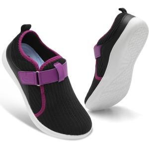Spesoul Wide Womens Walking Shoes Adjustable Diabetic Shoes Breathable Zero Drop Barefoot Shoe Neuropathy Edema Nursing Shoe Wide Width Sneakers(Black Purple)