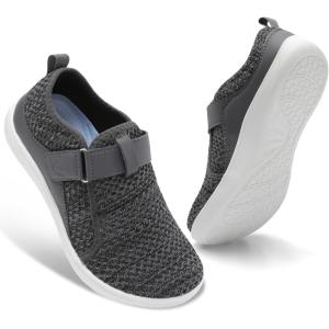 Spesoul Wide Womens Walking Shoes Adjustable Diabetic Shoes Breathable Zero Drop Barefoot Shoe Neuropathy Edema Nursing Shoe Wide Width Sneakers(Fl Grey)