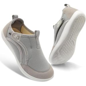 Spesoul Womens Slippers Adjustable Wide Diabetic Shoes Swollen Edema House Slipper Indoor Outdoor Slippers Barefoot House Shoes Cozy Walking Shoe for Bedroom Office Travel(Light Grey)
