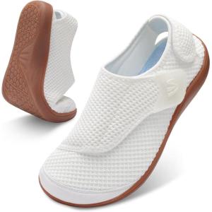 Spesoul Wide Diabetic Slippers for Men Adjustable Mens Diabetic Shoes Slip On Orthopedic Walking Shoes Recovery Sandals for Swollen Edema Feet(White)