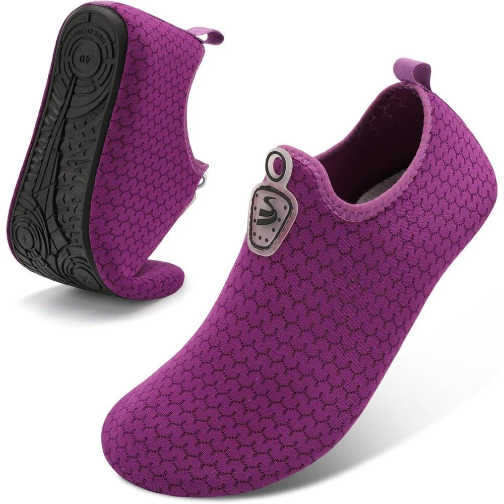 imageSpesoul Womens Mens Water Shoes Quick Dry Beach Swim Shoes Barefoot Aqua Socks Outdoor Sand Socks for Pool River DivingSolid Purple