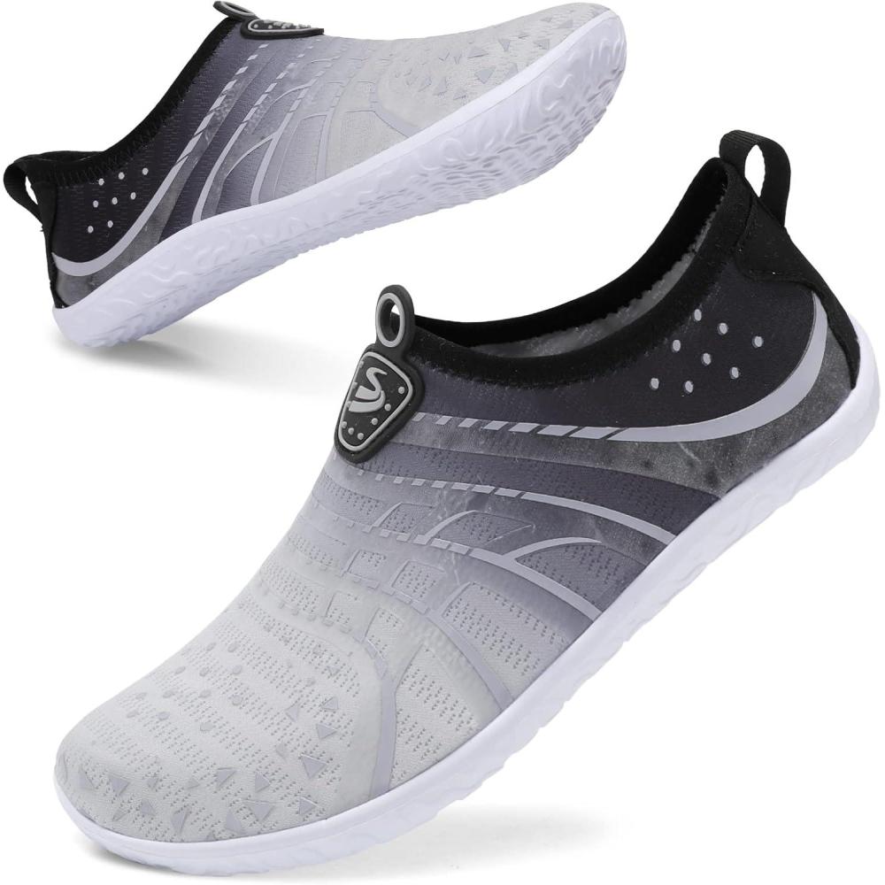 imageSpesoul Womens and Mens Water Shoes Breathable Quick Dry Soft Barefoot Aqua Socks for Hiking Swim Beach Surf Yoga SportAl Jiao Blgrey