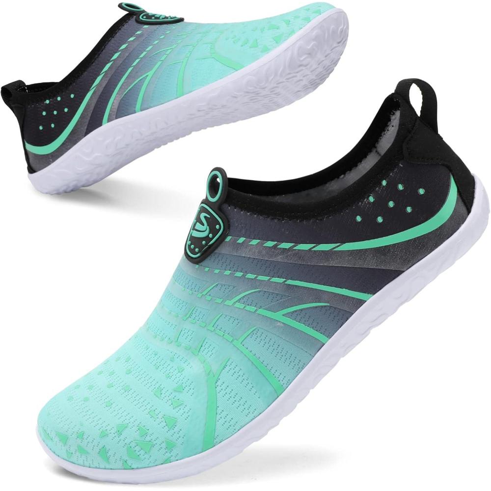 imageSpesoul Womens and Mens Water Shoes Breathable Quick Dry Soft Barefoot Aqua Socks for Hiking Swim Beach Surf Yoga SportAl Jiao Grcyan