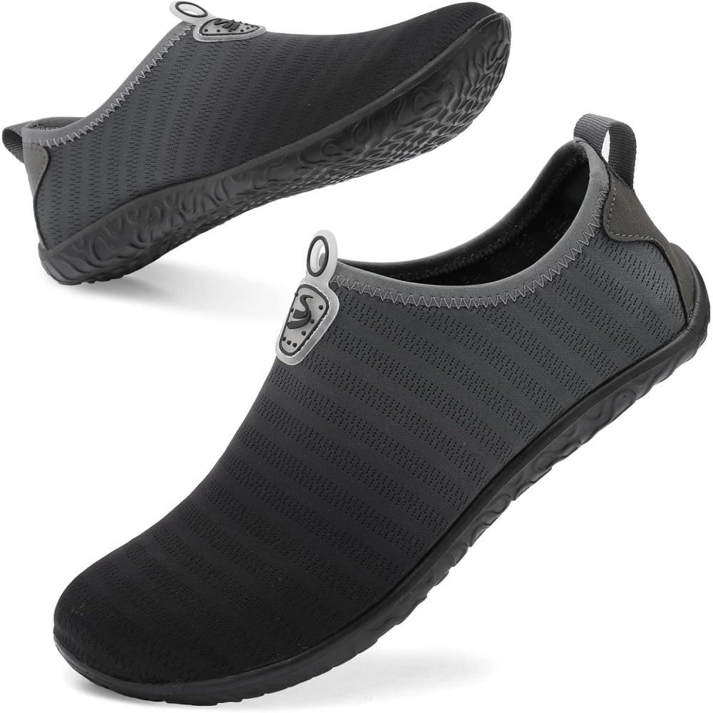 imageSpesoul Womens and Mens Water Shoes Breathable Quick Dry Soft Barefoot Aqua Socks for Hiking Swim Beach Surf Yoga SportJb Blackgrey