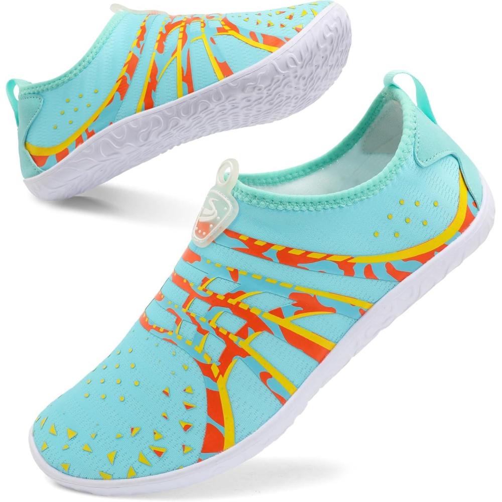 imageSpesoul Womens and Mens Water Shoes Breathable Quick Dry Soft Barefoot Aqua Socks for Hiking Swim Beach Surf Yoga SportJiao Blue Yellow