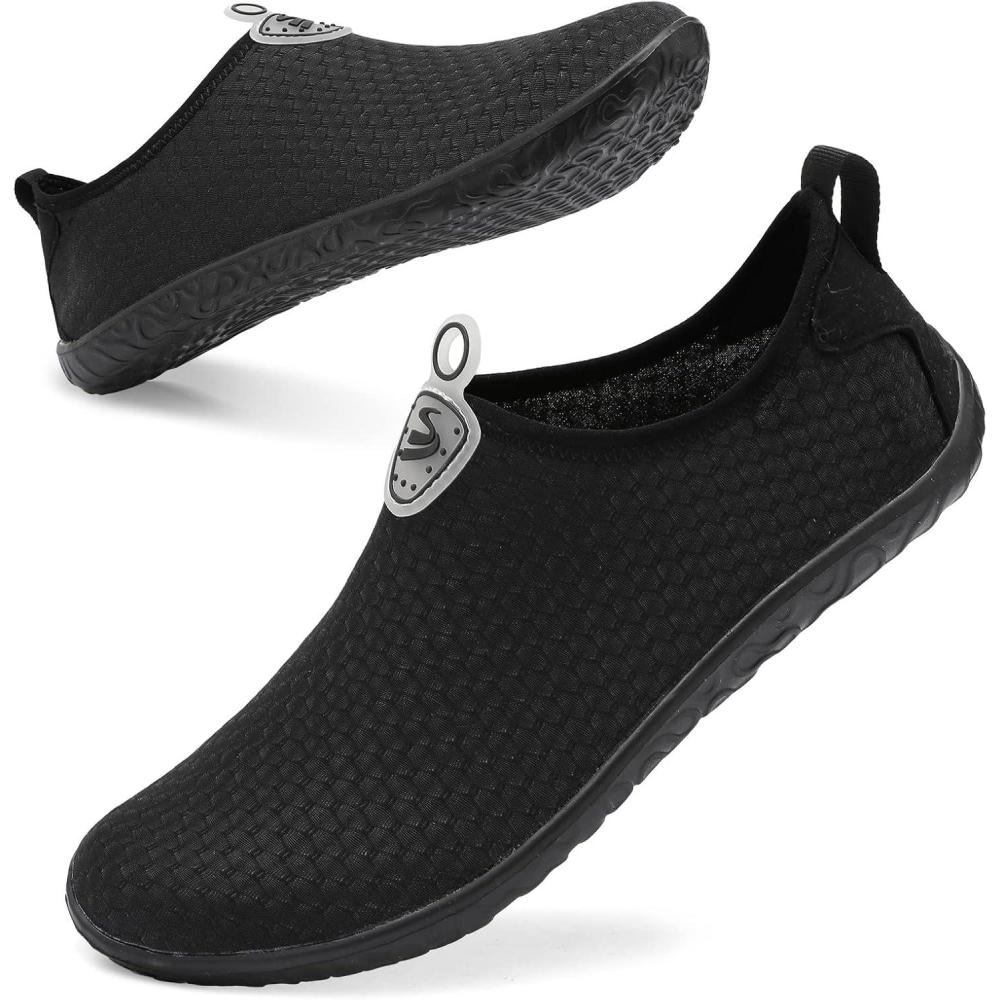 imageSpesoul Womens and Mens Water Shoes Breathable Quick Dry Soft Barefoot Aqua Socks for Hiking Swim Beach Surf Yoga SportLs Black