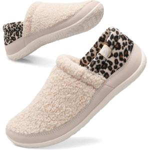 Spesoul Cozy House Slippers for Women Men Fuzzy Indoor House Shoes Warm Home Slipper Socks Outdoor Moccasin Slippers Sneakers Closed Back Lightweight Barefoot for Bedroom Office Travel(Ad Beigeleo Brown)