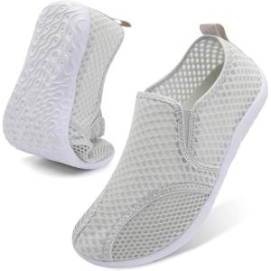 Spesoul Water Shoes for Women Men Quick-Dry Swim Shoes Barefoot Aqua Socks Breathable Beach Sandals for Pool Surf Travel Camping Yoga Outdoor Sports(Light Grey)