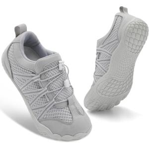 Spesoul Womens Mens Barefoot Shoes Wide Hiking Shoes Minimalist Sneakers Zero Drop Lightweight Breathable for Hiking Water Trail Running Workout Grounded Walking Gym(Lightgrey)