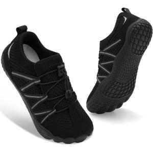 Spesoul Womens Mens Barefoot Shoes Wide Hiking Shoes Minimalist Sneakers Zero Drop Lightweight Breathable for Hiking Water Trail Running Workout Grounded Walking Gym(Black)