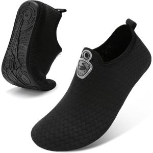 Spesoul Womens Mens Water Shoes Quick Dry Beach Swim Shoes Barefoot Aqua Socks Outdoor Sand Socks for Pool River Diving(Solid Black)