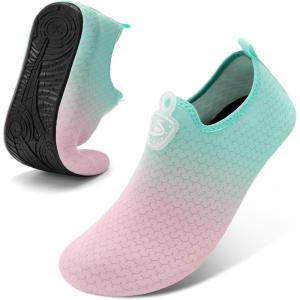 Spesoul Womens Mens Water Shoes Quick Dry Beach Swim Shoes Barefoot Aqua Socks Outdoor Sand Socks for Pool River Diving(Solid Pinkgreen)