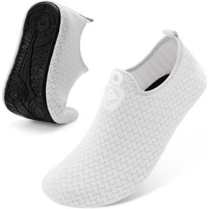 Spesoul Womens Mens Water Shoes Quick Dry Beach Swim Shoes Barefoot Aqua Socks Outdoor Sand Socks for Pool River Diving(Solid White)