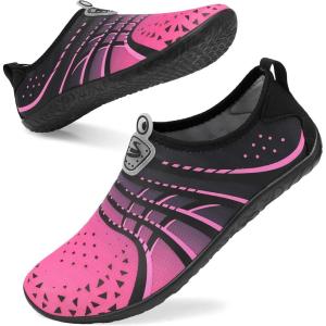 Spesoul Womens and Mens Water Shoes Breathable Quick Dry Soft Barefoot Aqua Socks for Hiking Swim Beach Surf Yoga Sport(Jiao Blackred)