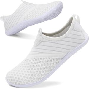 Spesoul Womens and Mens Water Shoes Breathable Quick Dry Soft Barefoot Aqua Socks for Hiking Swim Beach Surf Yoga Sport(Pj White)