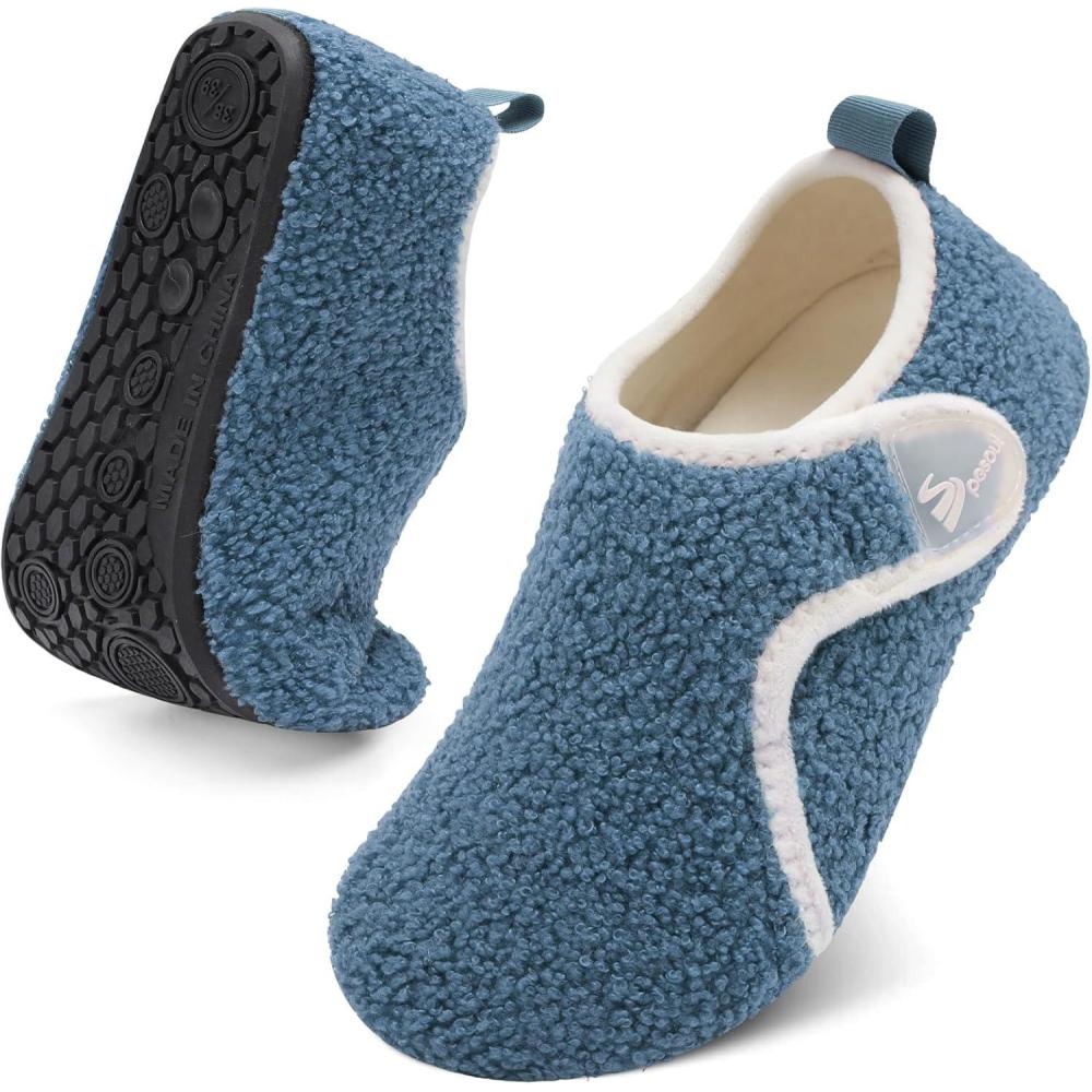 imageSpesoul Slippers for Women Men Rubber Soles House Slippers Indoor House Shoes Slip On Slipper Socks for Home Bedroom Swollen Edema FeetBlue
