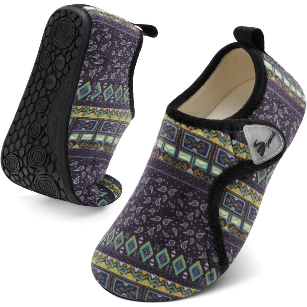 imageSpesoul Slippers for Women Men Rubber Soles House Slippers Indoor House Shoes Slip On Slipper Socks for Home Bedroom Swollen Edema FeetBoxiblack
