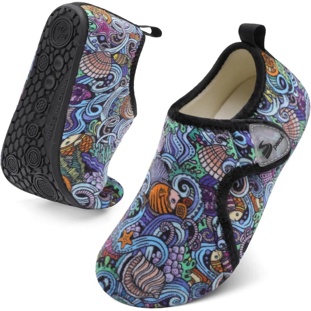 imageSpesoul Slippers for Women Men Rubber Soles House Slippers Indoor House Shoes Slip On Slipper Socks for Home Bedroom Swollen Edema FeetBoxinavy