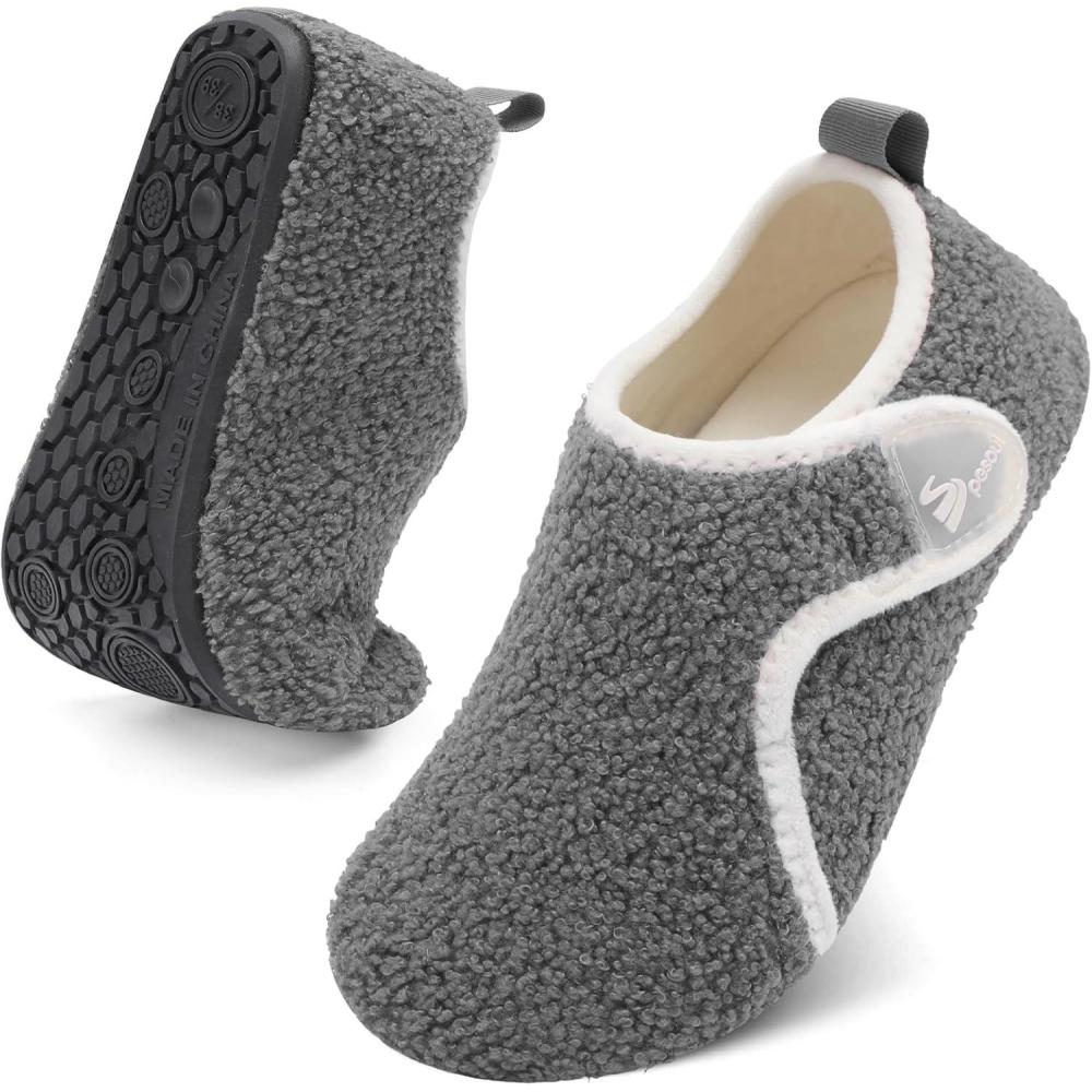 imageSpesoul Slippers for Women Men Rubber Soles House Slippers Indoor House Shoes Slip On Slipper Socks for Home Bedroom Swollen Edema FeetDarkgrey