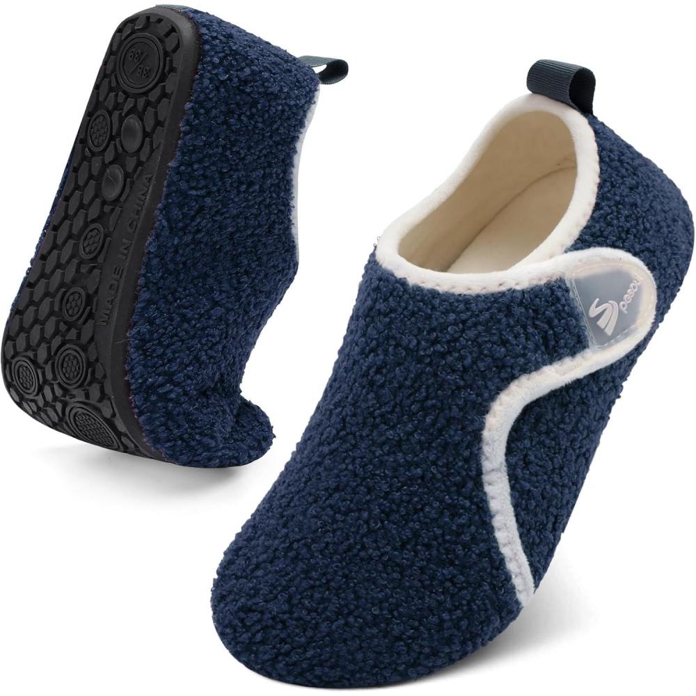 imageSpesoul Slippers for Women Men Rubber Soles House Slippers Indoor House Shoes Slip On Slipper Socks for Home Bedroom Swollen Edema FeetNavy