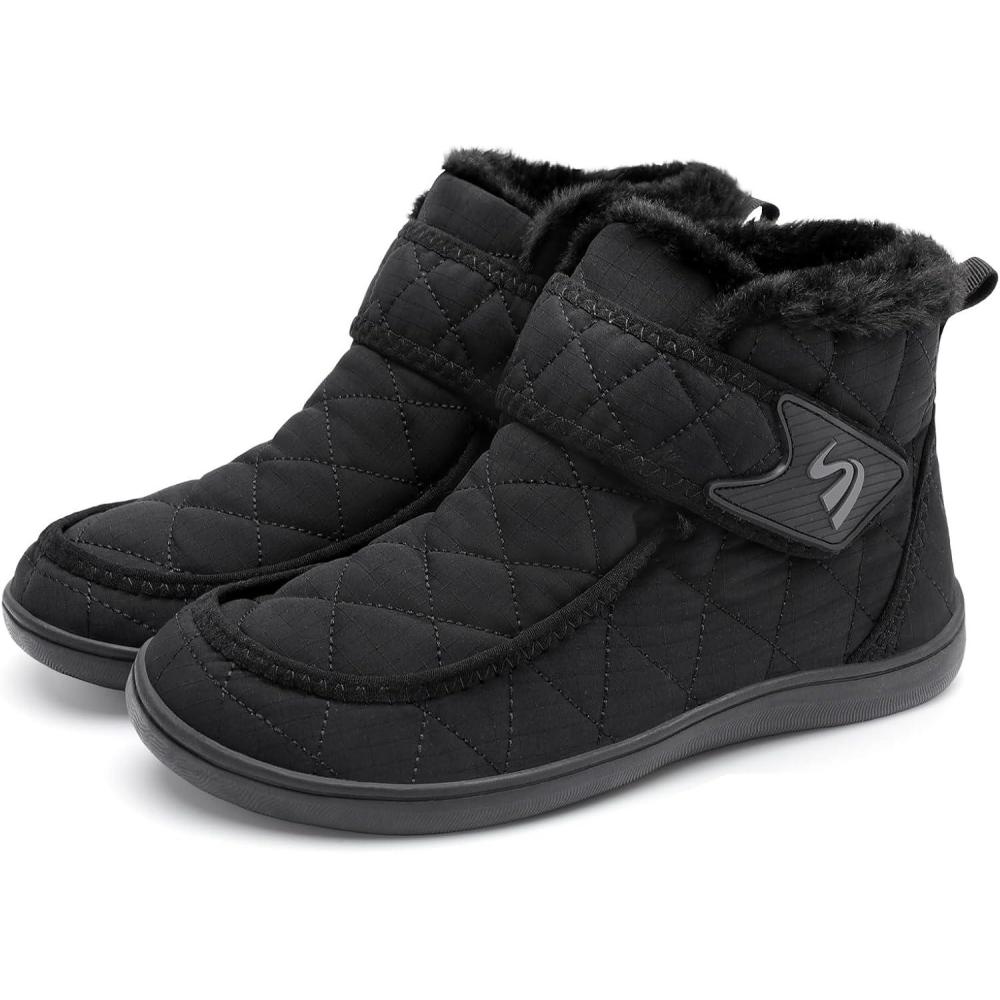 imageSpesoul Winter Boots for Women Waterproof Snow Boots Fuzzy Zero Drop Winter Shoes Slip On Ankle Booties for Outdoor WalkingBlack