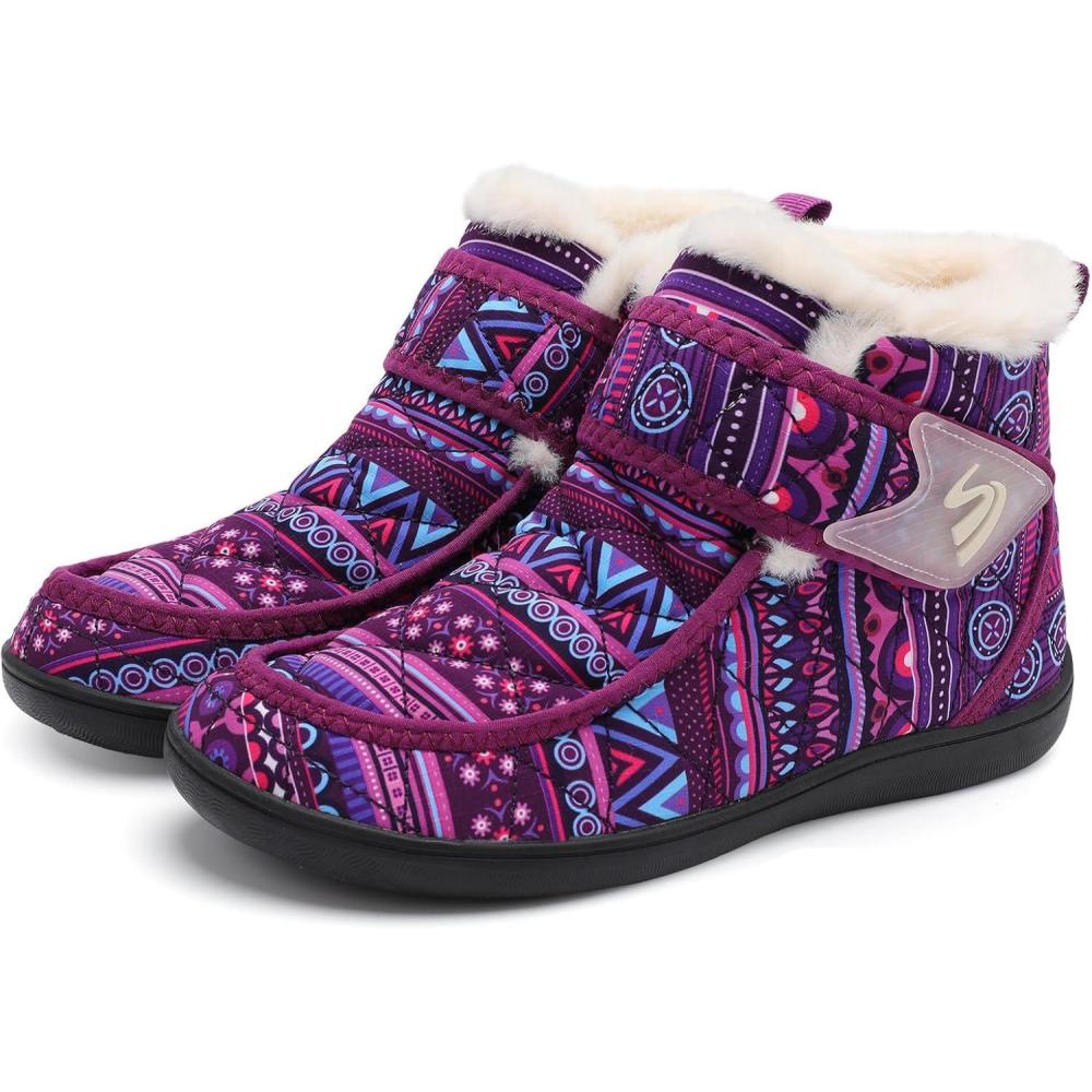 imageSpesoul Winter Boots for Women Waterproof Snow Boots Fuzzy Zero Drop Winter Shoes Slip On Ankle Booties for Outdoor WalkingBlboxipurple