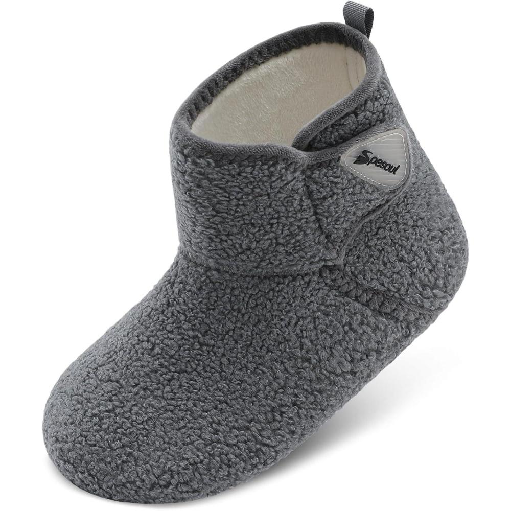 imageSpesoul Womens Mens Slipper Boots Fuzzy House Slippers Non Slip Slipper Socks Adjustable Bootie Slippers for Indoor and OutdoorDarkgrey