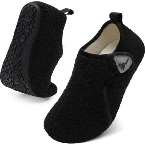 Spesoul Slippers for Women Men Rubber Soles House Slippers Indoor House Shoes Slip On Slipper Socks for Home Bedroom Swollen Edema Feet(Black)