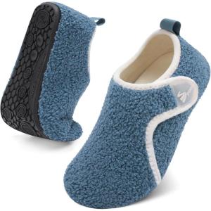 Spesoul Slippers for Women Men Rubber Soles House Slippers Indoor House Shoes Slip On Slipper Socks for Home Bedroom Swollen Edema Feet(Blue)